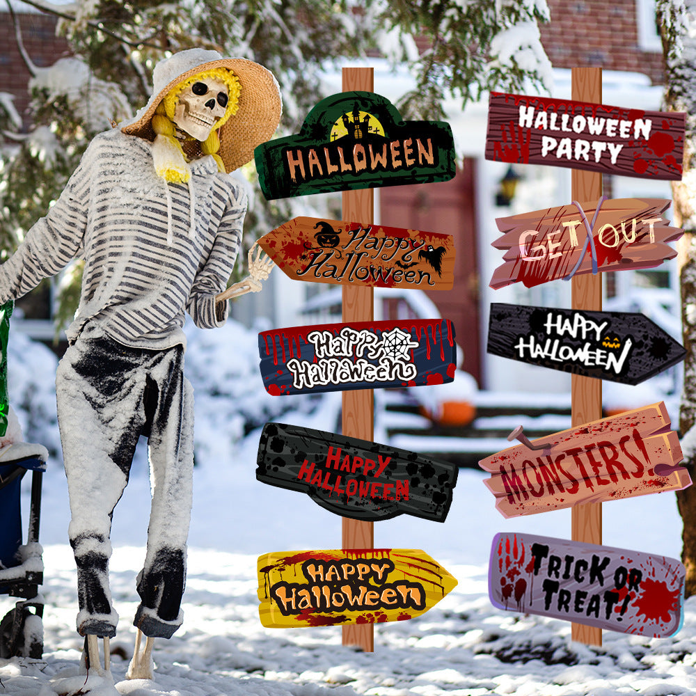 Creative Halloween Paper Road Sign Props