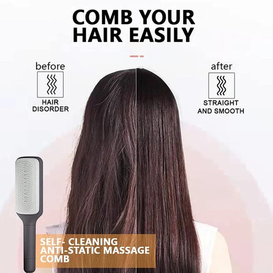 4 In 1 Self-Cleaning Hair Brush – Anti-Static Massage Comb