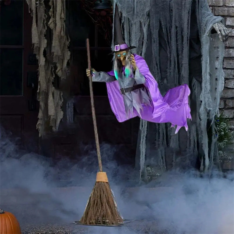 Halloween Flying Witch Decoration – Spooky Outdoor Animatronic Prop