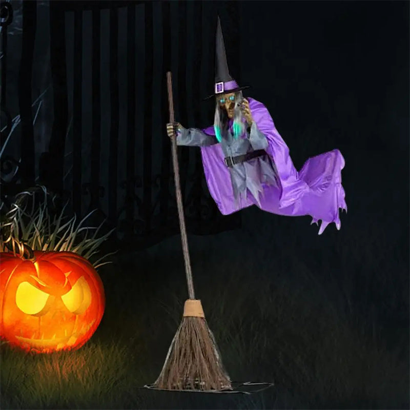 Halloween Flying Witch Decoration – Spooky Outdoor Animatronic Prop