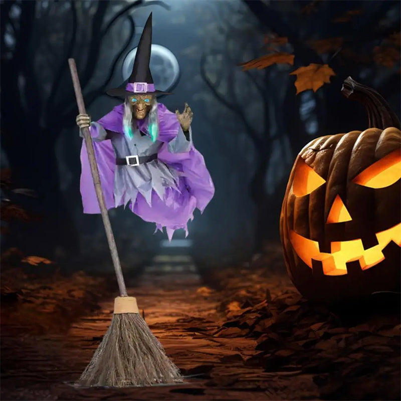 Halloween Flying Witch Decoration – Spooky Outdoor Animatronic Prop