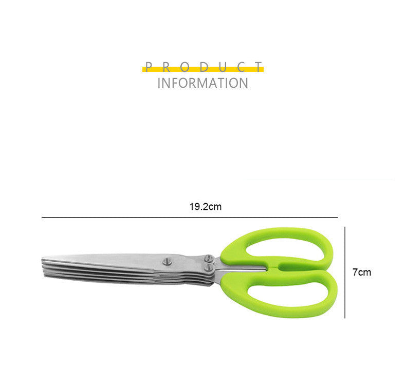 5-Layer Stainless Steel Vegetable & Herb Slicer Scissors