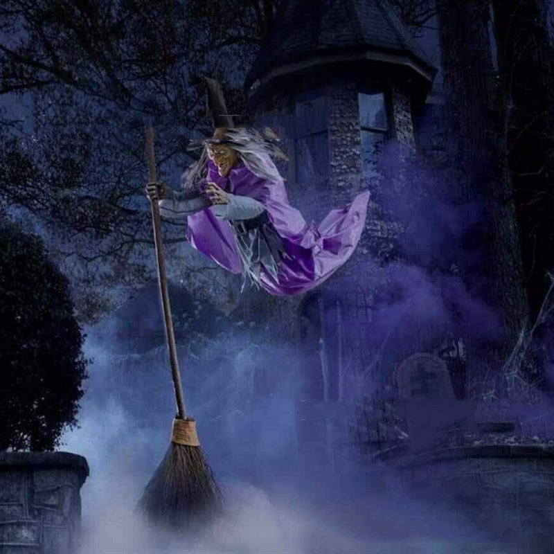 Halloween Flying Witch Decoration – Spooky Outdoor Animatronic Prop