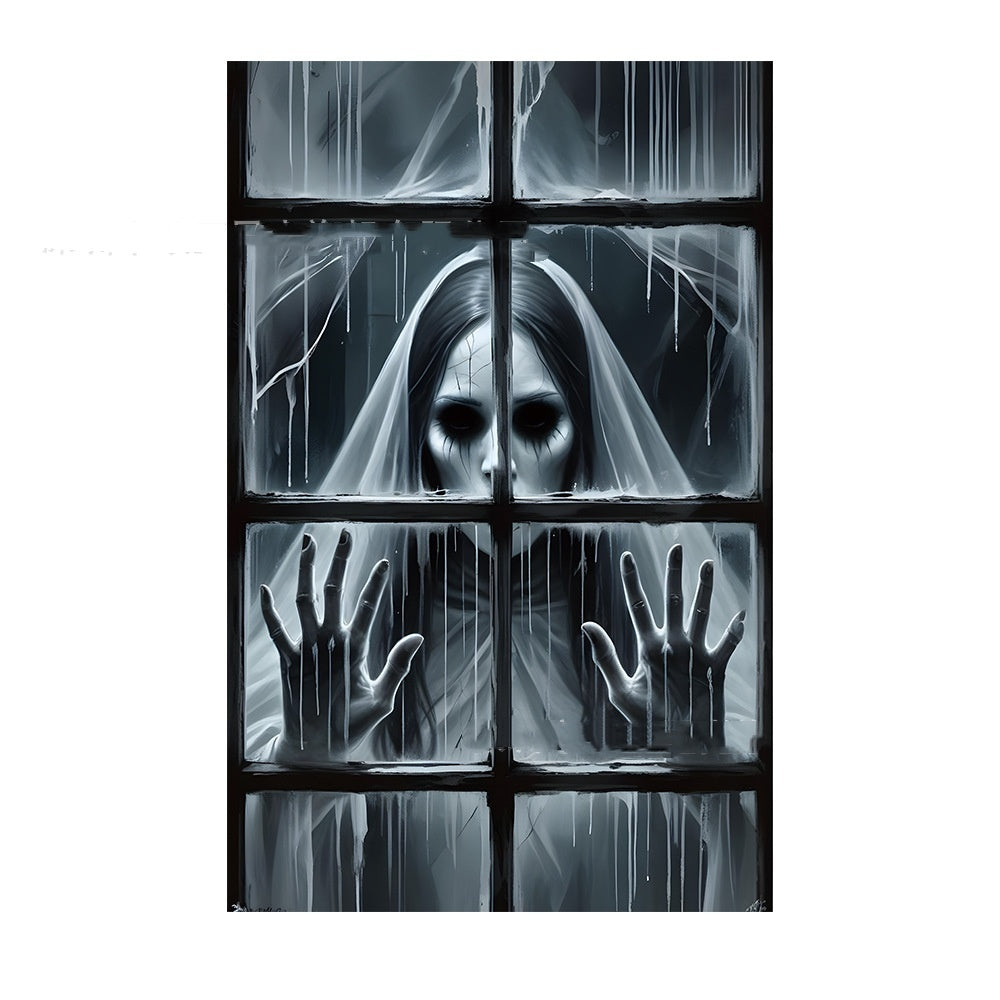 3D Halloween Horror Witch Window Cover