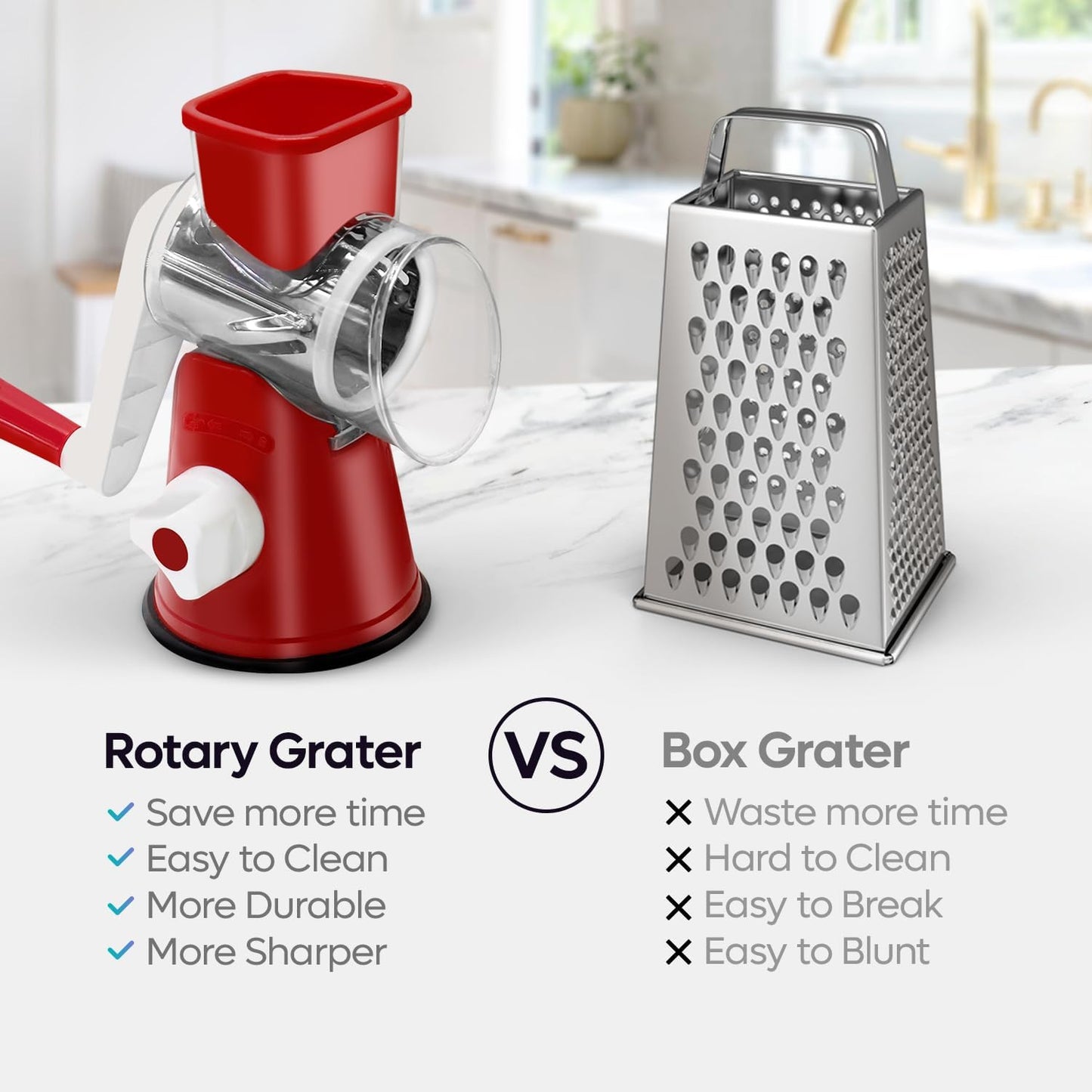 3-in-1 Rotary Cheese Grater & Vegetable Slicer