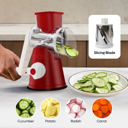 3-in-1 Rotary Cheese Grater & Vegetable Slicer