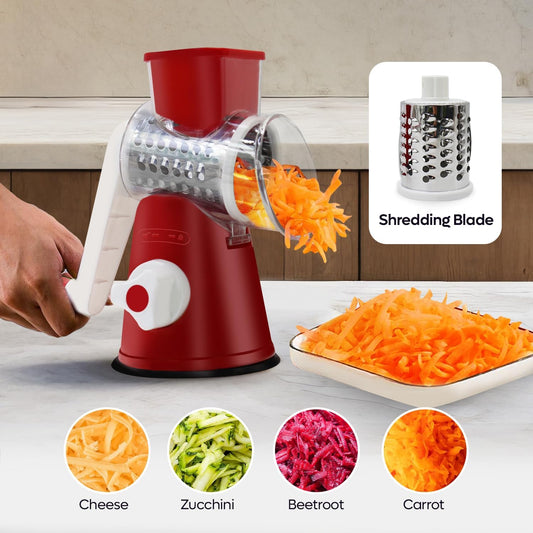 3-in-1 Rotary Cheese Grater & Vegetable Slicer