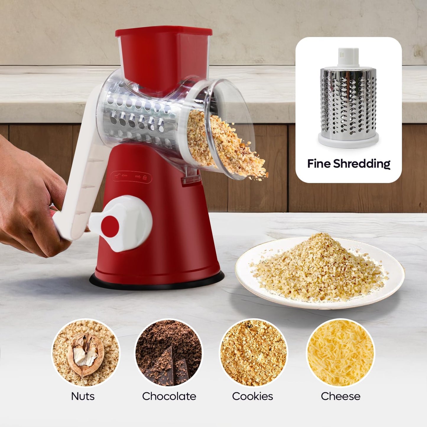 3-in-1 Rotary Cheese Grater & Vegetable Slicer