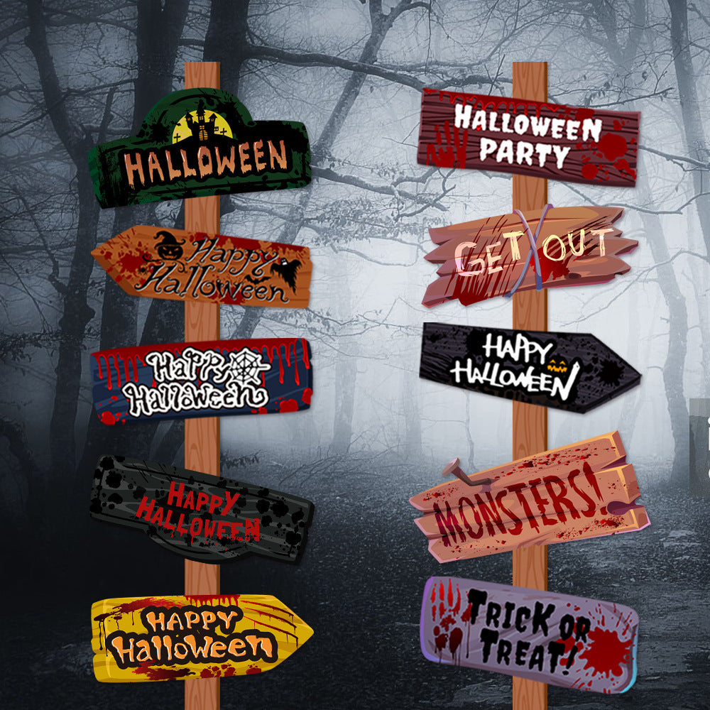 Creative Halloween Paper Road Sign Props