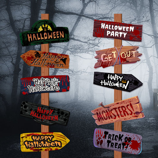 Creative Halloween Paper Road Sign Props