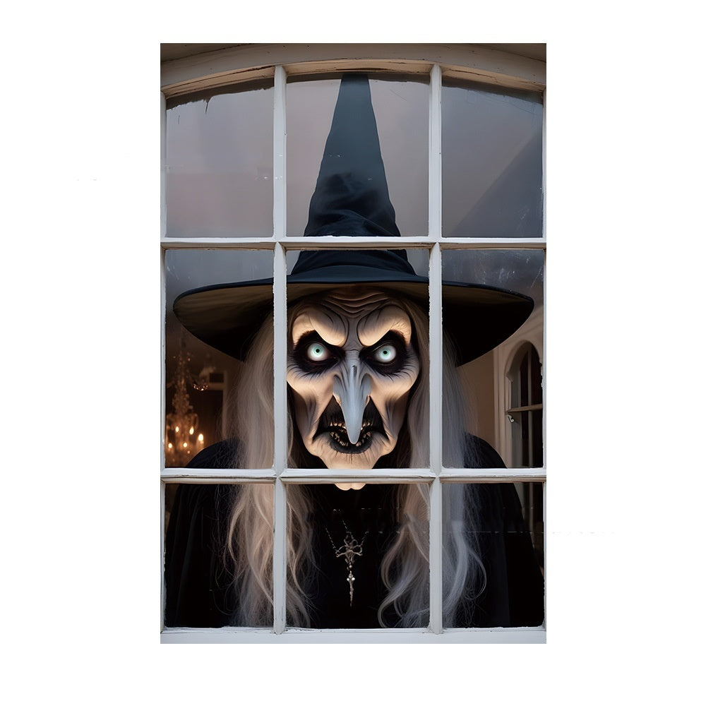 3D Halloween Horror Witch Window Cover