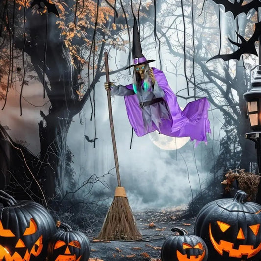 Halloween Flying Witch Decoration – Spooky Outdoor Animatronic Prop