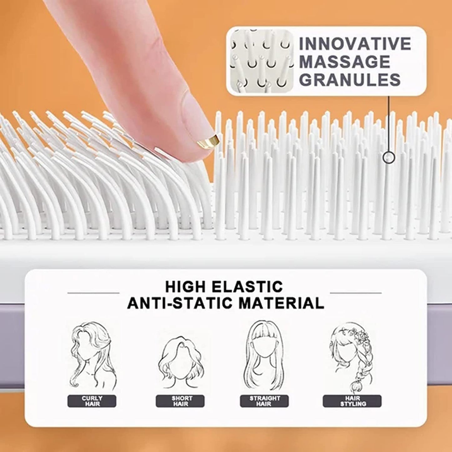 4 In 1 Self-Cleaning Hair Brush – Anti-Static Massage Comb