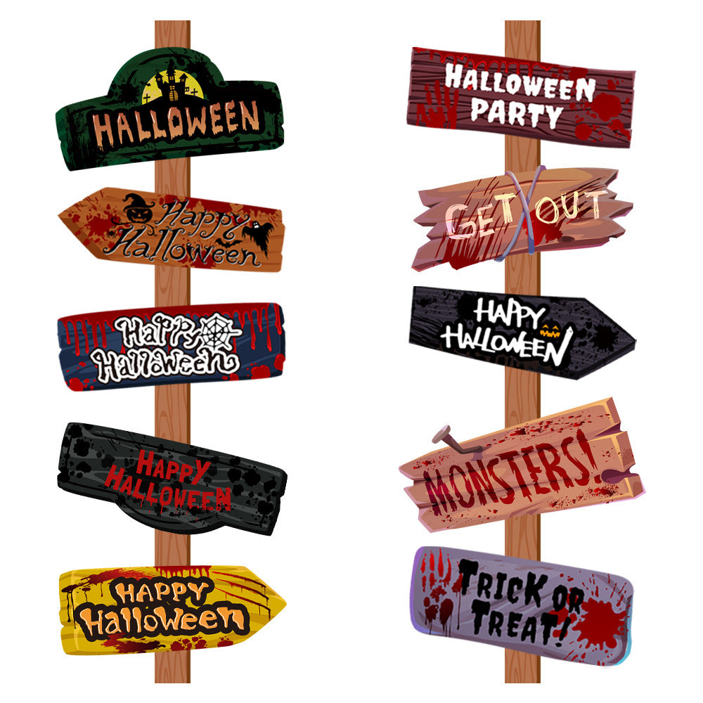 Creative Halloween Paper Road Sign Props