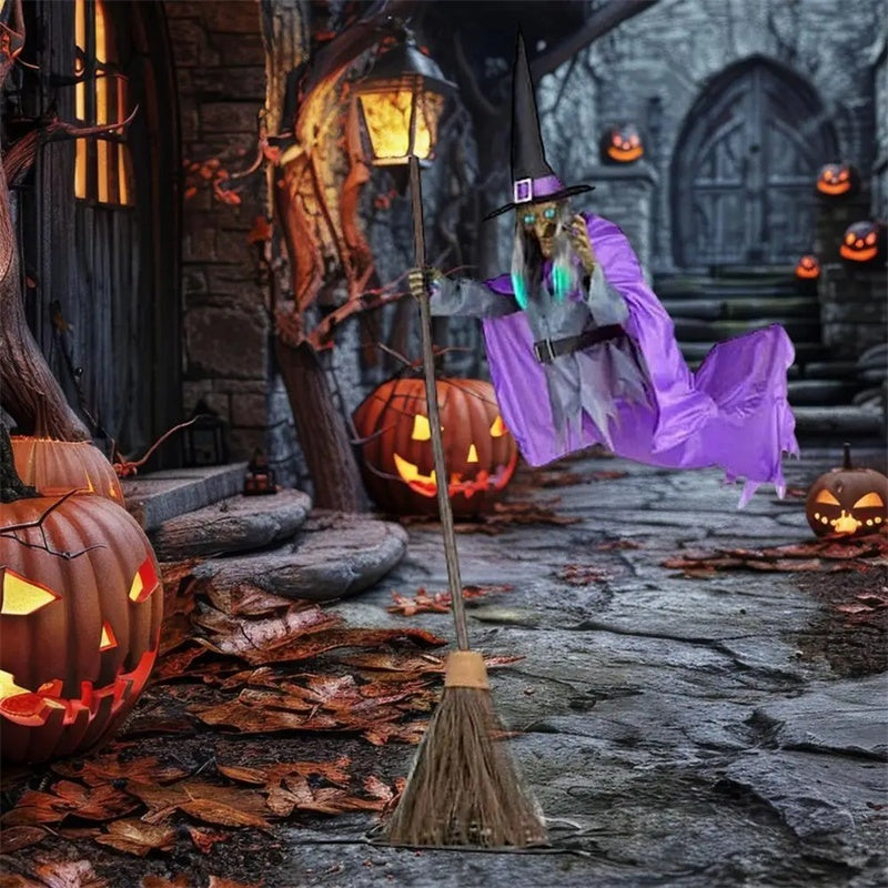 Halloween Flying Witch Decoration – Spooky Outdoor Animatronic Prop