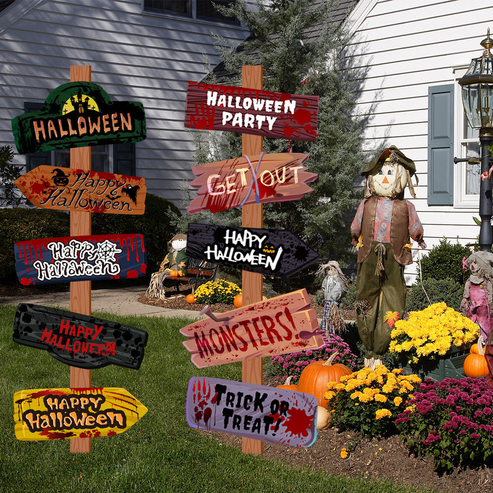 Creative Halloween Paper Road Sign Props