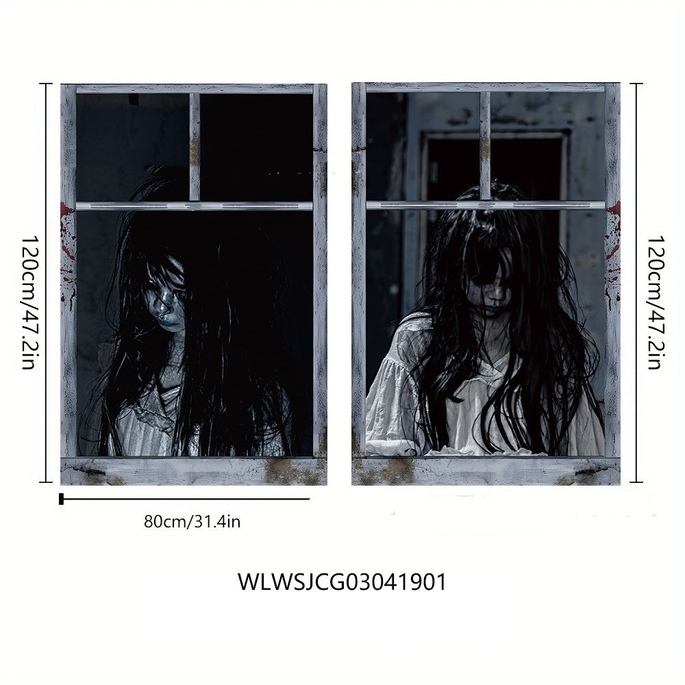 3D Halloween Horror Witch Window Cover