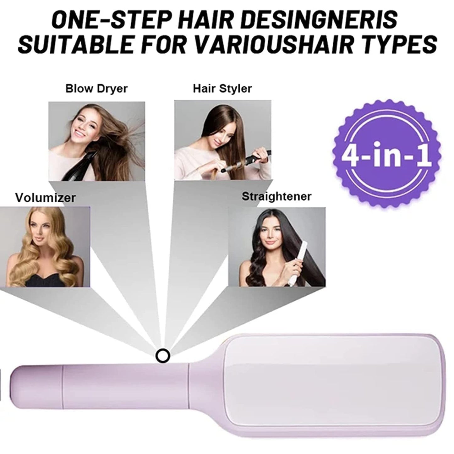 4 In 1 Self-Cleaning Hair Brush – Anti-Static Massage Comb