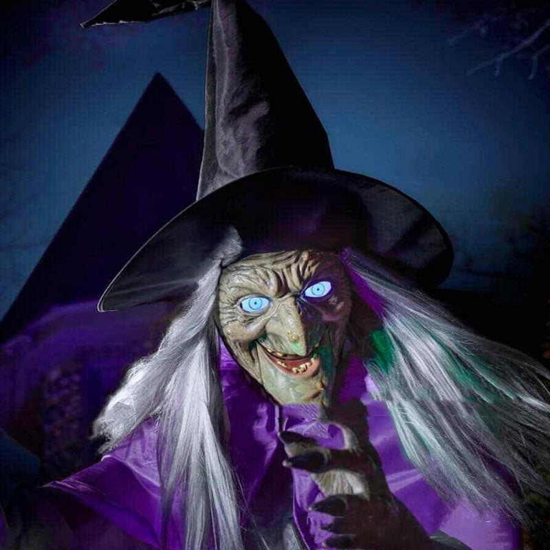 Halloween Flying Witch Decoration – Spooky Outdoor Animatronic Prop
