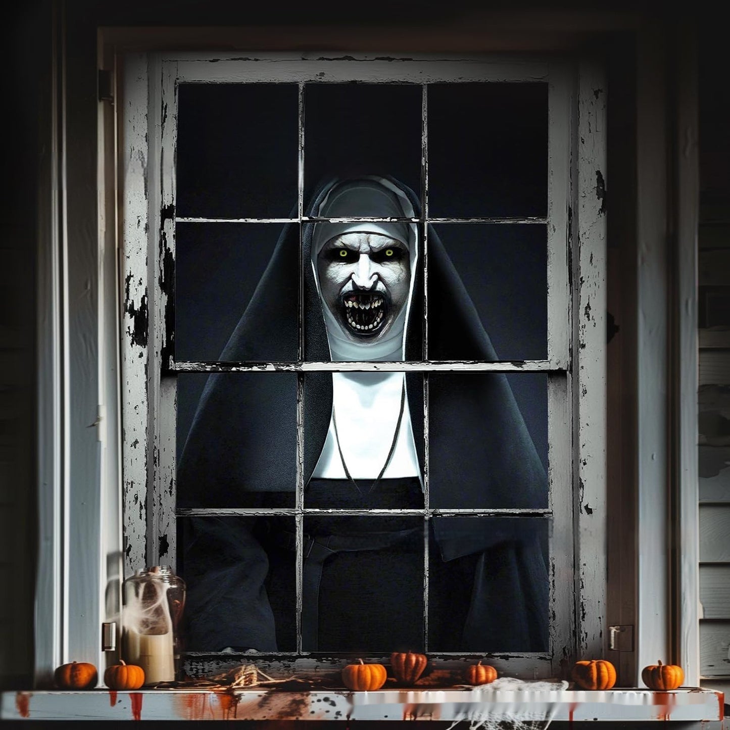 3D Halloween Horror Witch Window Cover