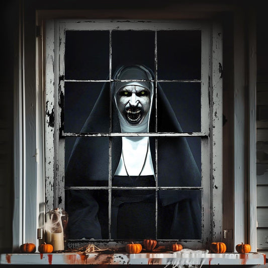 3D Halloween Horror Witch Window Cover