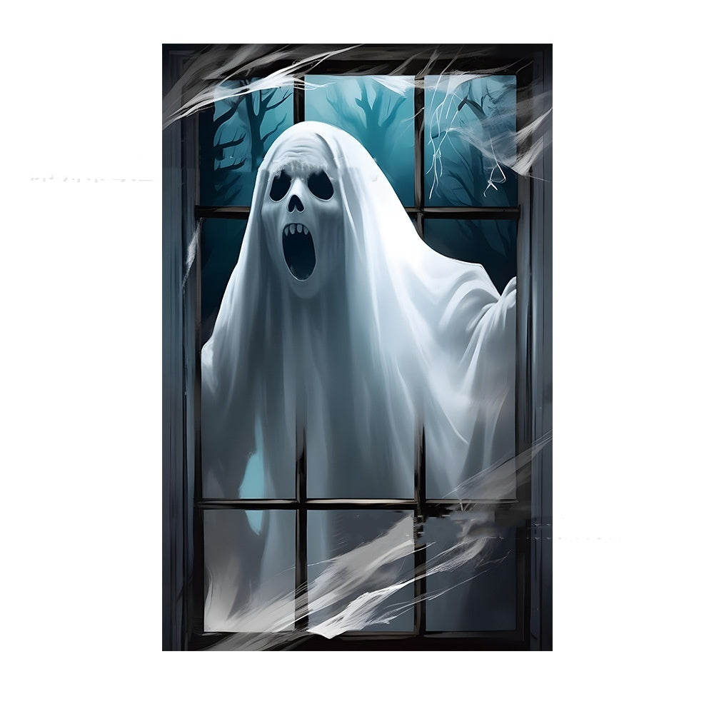 3D Halloween Horror Witch Window Cover