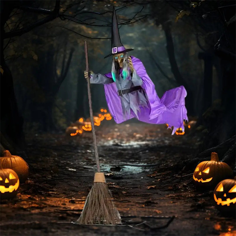 Halloween Flying Witch Decoration – Spooky Outdoor Animatronic Prop