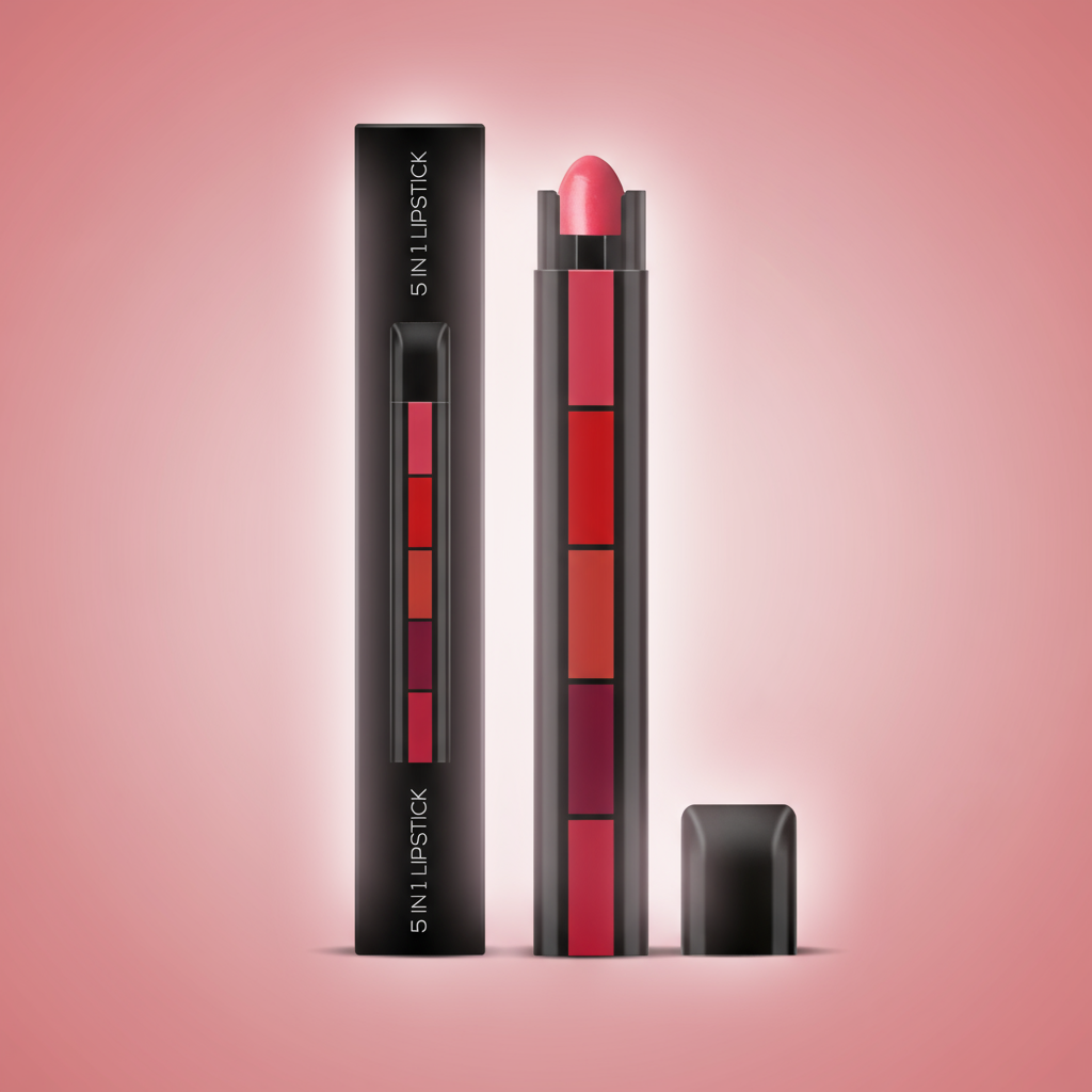 5-in-1 Lipstick, Smooth Matte Finish Lips, Non-Drying, Intense Color